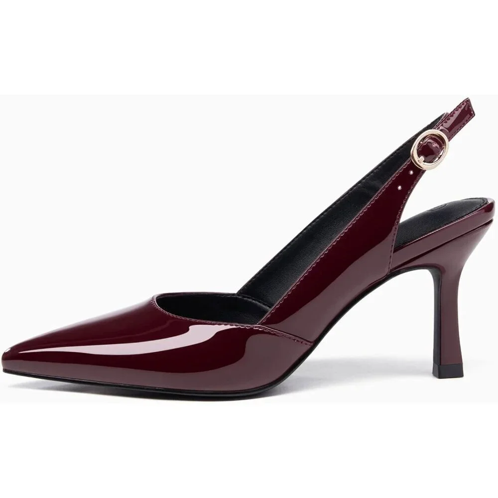 Women's Burgundy Kitten Heels Closed Pointed Toe Wedding Party Dress Pumps